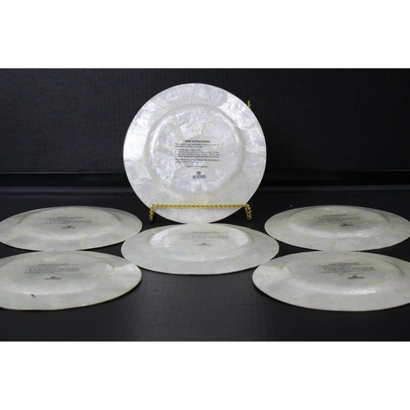 Set of 6 Capiz Serveware Floral Plates From Philippines - Picture 8 of 15